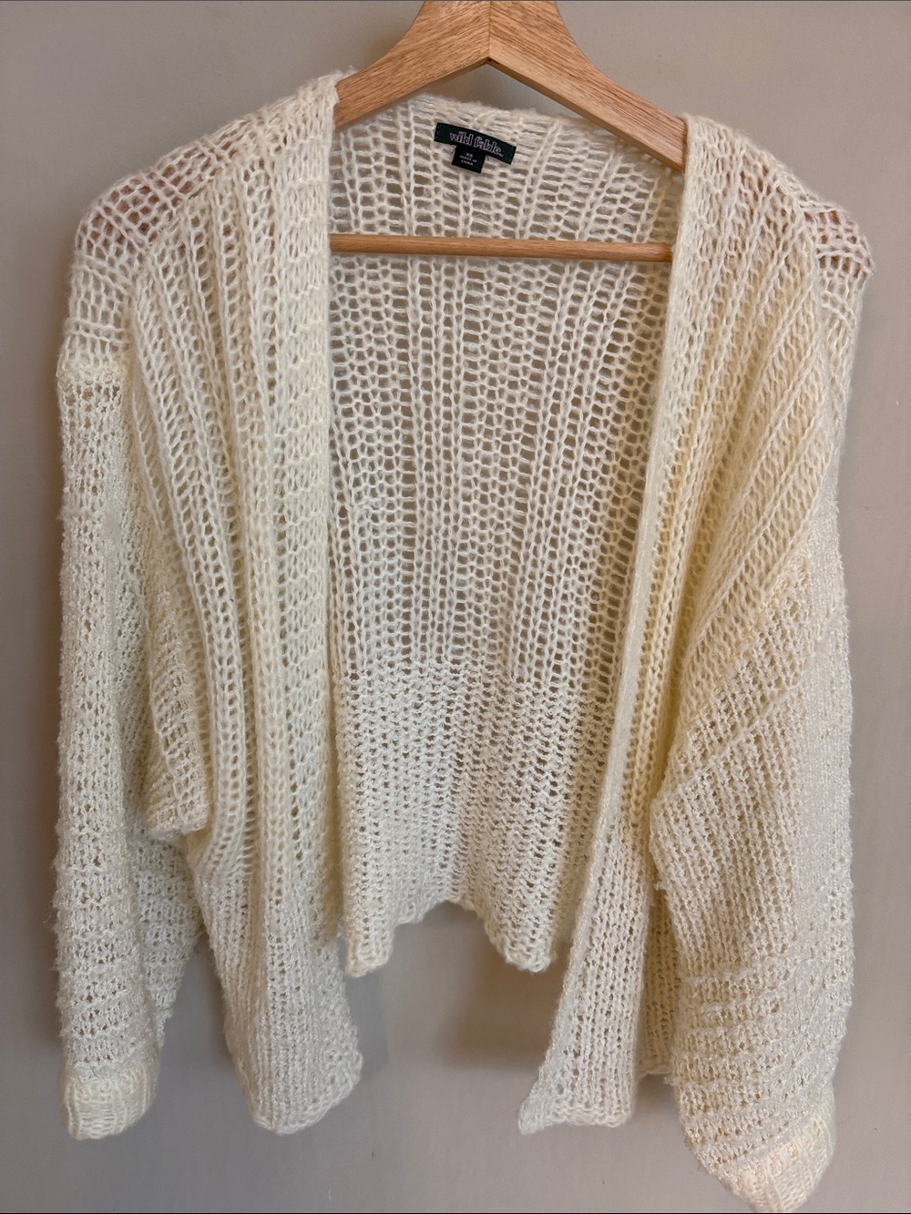 wild fable Cream Open-Weave Drop-Shoulder Cardigan